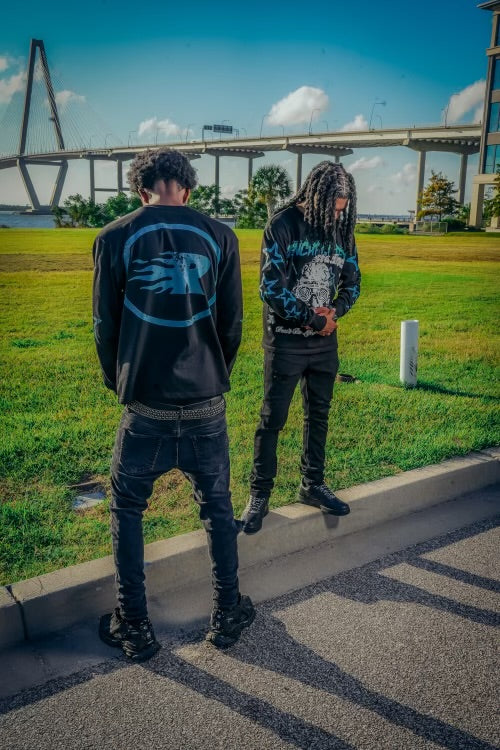 Blue reincarnated long sleeve