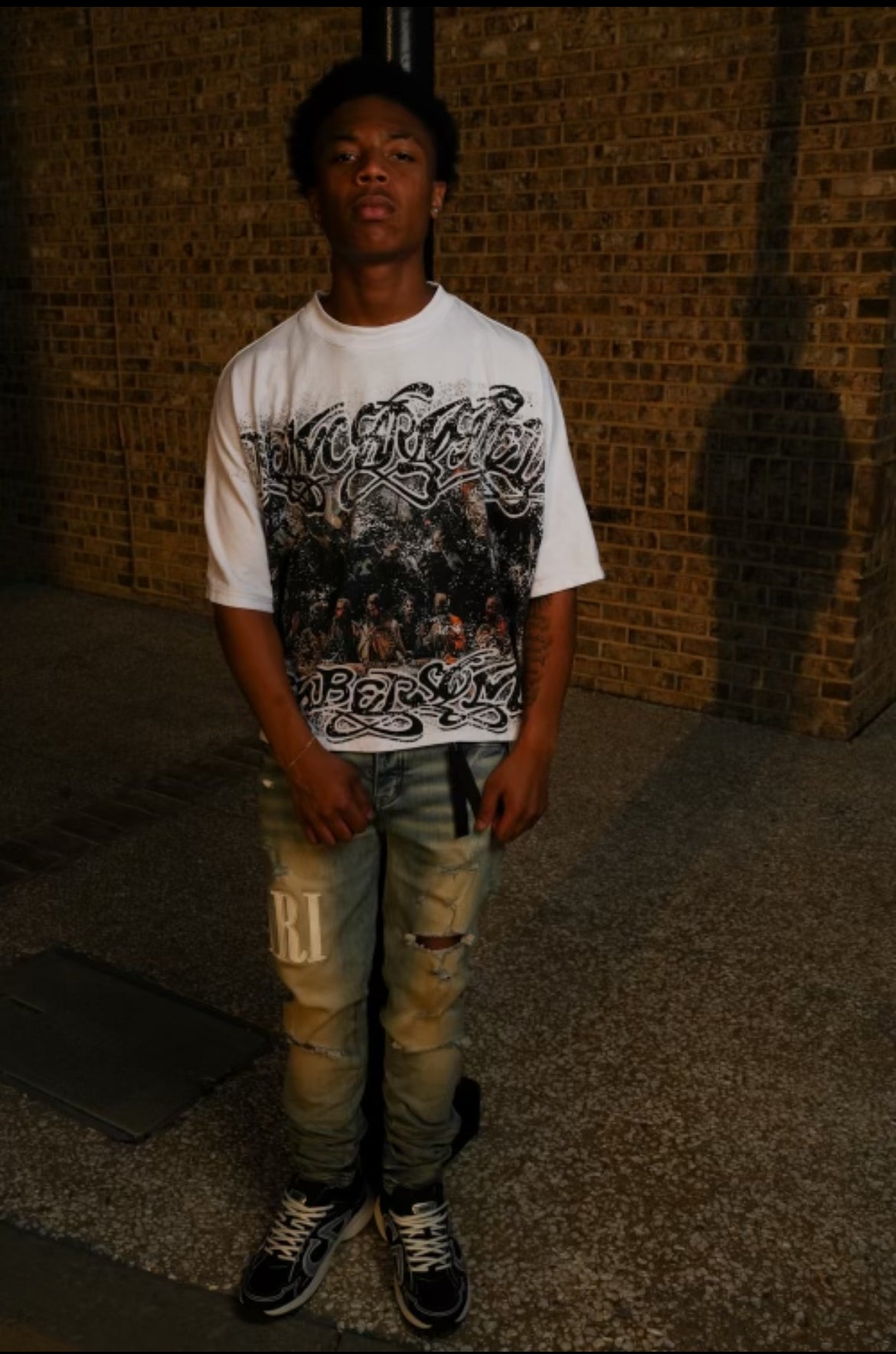 white reincarnated crew tee